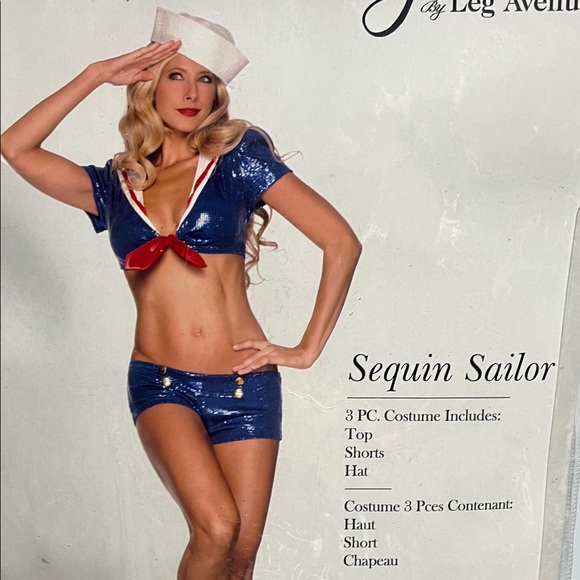 Leg Avenue Blue Sequin Sailor Set Medium - Picture 1 of 7